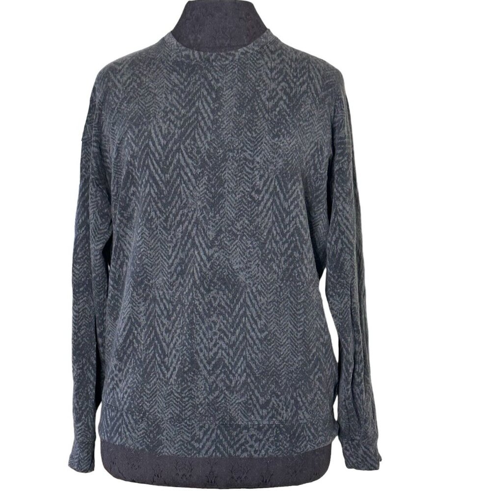 Athleta Sweatshirt Women’s XS Studio to Street Pullover Splatter Gray Chevron